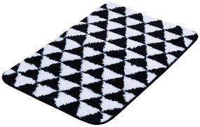 Erga Plain, mikroszálas fürdőszobai szőnyeg 70x45 cm, fehér-fekete, ERG-07925