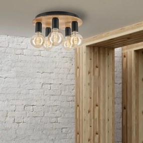 Mennyezeti lámpa DUSTY 5xE27/15W/230V átm. 34 cm tölgy/fekete