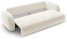 Krémszínű bársony kinyitható-tárolóhelyes kanapé 262 cm Tonale – Cosmopolitan Design