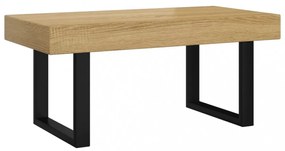világosbarna és fekete MDF és vas dohányzóasztal 90x45x40 cm