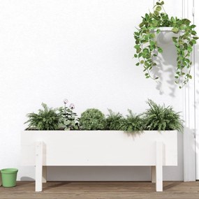fehér tömör fenyőfa kerti magaságyás 101 x 30 x 38 cm