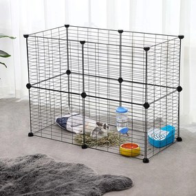 Tengerimalac ketrec, Kisállat kifutó ketrec, 143x73x46 cm, fekete