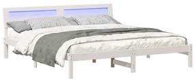 Ágykeret LED -es lámpákkal Fehér 200 x 200 cm faszínű