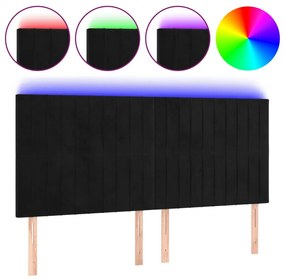 fekete bársony LED-es fejtámla 200x5x118/128 cm