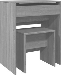 vidaXL szürke sonoma színű fésülködőasztal és ülőke 60x40x113,5 cm