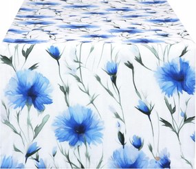 Asztalterítő 40x220 Dekoratív Téglalap alakú Fehér Búzavirág 9874