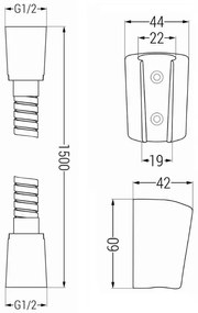 Mexen tartozékok - 1 pontos kézizuhany készlet R-72, fekete, 785726053-70