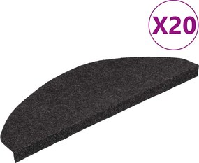 vidaXL 20 db fekete öntapadó lépcsőszőnyeg 65 x 22,5 x 3,5 cm