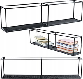 Falra Akasztható Könyvespolc Loft Nappaliba Fekete Fém Falra