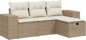 vidaXL 4 részes bézs polyrattan kerti ülőgarnitúra párnákkal
