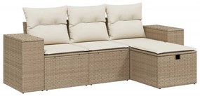 vidaXL 4 részes bézs polyrattan kerti ülőgarnitúra párnákkal