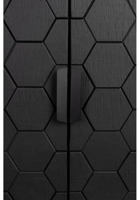 Fekete borovi fenyő alacsony komód 140x58 cm Linc – White Label