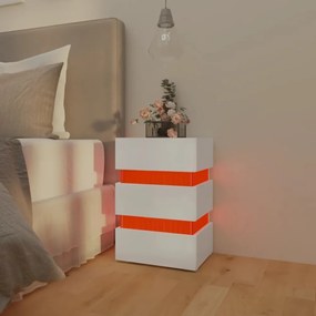 fehér szerelt fa LED-es éjjeliszekrény 45 x 35 x 67 cm