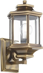 DAR LIGHTING LAD1675 LADBROKE Klasszikus Kültéri Fali Lámpa Antik Sárgaréz, Átlátszó E27 IP44