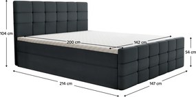 Boxspring ágy, 140x200, szürke, BEST