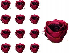 Rózsa fej bordó sötét közepű 12 db-os művirág szett