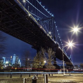 Poszter 40x40cm Manhattan híd a Keleti folyó felett alkonyatkor, Assaf Frank