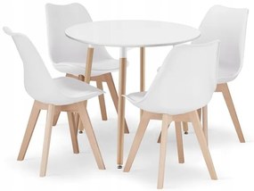 Étkezőgarnitúra 1+4, KAMI fehér asztal 80x80 + BALI MARK fehér székek