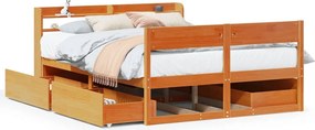 vidaXL viaszbarna tömör fenyőfa ágy matrac nélkül 160 x 200 cm