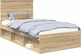 vidaXL Ágykeret fejtámlával Sonoma 100 x 200 cm Tömör fenyőfa