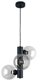 Csillár zsinóron TUBE 3xE27/60W/230V fekete/átlátszó