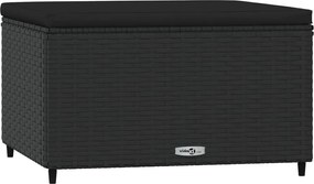 vidaXL fekete polyrattan kerti lábtartó párnával