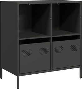 vidaXL fekete hidegen hengerelt acél tálalószekrény 68,5x39x72 cm