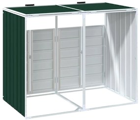 zöld acél kerekes szemetes tároló dupla tárolókhoz 138 x 79 x 117 cm