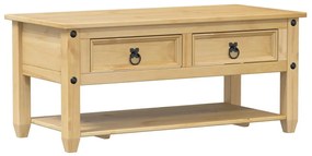 Corona tömör fenyőfa dohányzóasztal fiókokkal 100x48x45 cm