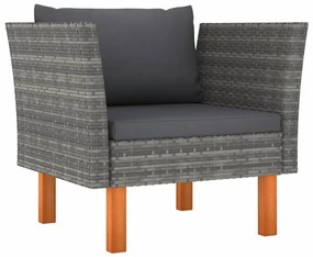 8 részes szürke polyrattan és eukaliptuszfa kerti ülőgarnitúra