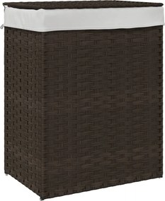vidaXL sötétbarna polyrattan szennyeskosár fedéllel 46x33x60 cm