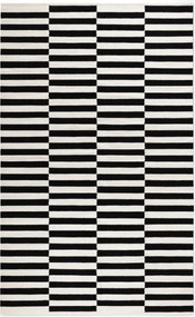 Gyapjú szőnyeg nappaliba 200x300cm, fekete krém modern minta