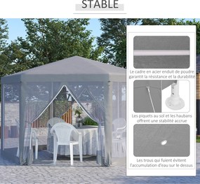 Outsunny Hatszögletű Kényelmes Stílusú Fém Poliészter Szürke Barnum Fogadósátra | Aosom