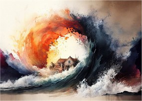 Üveg kép - Az árvíz örvényében, akvarell (70x50 cm)