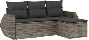 vidaXL 4 részes szürke polyrattan kerti ülőgarnitúra párnákkal