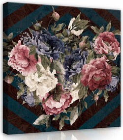 Vászonkép 40x40 Luxus csokor sötét háttér vintage virágok elegancia dekoráció