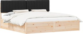 vidaXL Ágykeret Kárpitozott Fejtámlával Fekete 200 x 200 cm