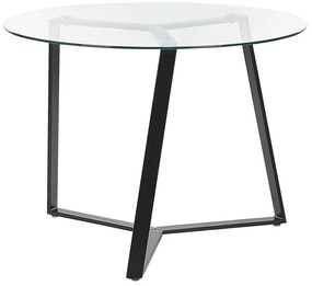 Fekete Étkezőasztal Üveglappal ⌀ 100 cm KEBRI Beliani
