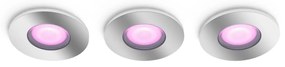 Philips Hue Xamento króm fürdőszobai süllyesztett spotlámpa 3db-os csomag, kör, White and Color Ambiance, 3x5W, 1050lm, RGBW 2000-6500K, 3xGU10 LED fényforrás, IP44, 8719514355392