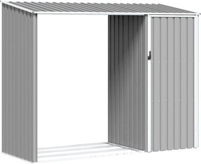 vidaXL szürke horganyzott acél kerti tűzifatároló 245 x 98 x 159 cm