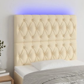 krémszínű szövet LED-es fejtámla 100x7x118/128 cm