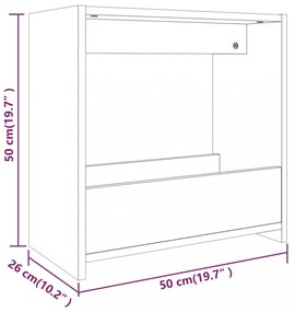 füstös tölgy színű szerelt fa kisasztal 50 x 26 x 50 cm