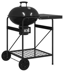 Fekete Faszenes Grill Fiókkal és Tetővel 96x72x113 cm