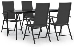vidaXL 5 részes fekete polyrattan kerti étkezőgarnitúra