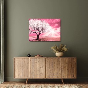 Rózsaszín fa képe (üvegen) (70x50 cm)