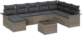 vidaXL Kerti Kanapé Szett párnával 9 pcs Szürke Poli rattan