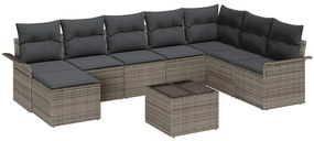 vidaXL Kerti Kanapé Szett párnával 9 pcs Szürke Poli rattan