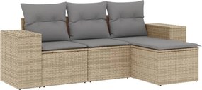vidaXL 4 részes bézs polyrattan kerti ülőgarnitúra párnákkal