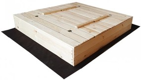 Fa homokozó padokkal 140 x 140 cm - zárható