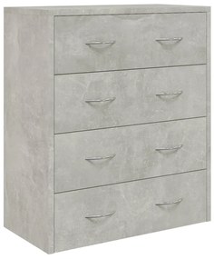 betonszürke tálalószekrény 4 fiókkal 60 x 30,5 x 71 cm